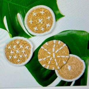 Bloomingville woven seagrass, coasters, new in box set‎ of 4